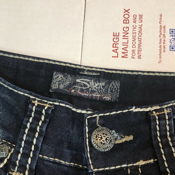 SILVER JEANS Womens Stretch SUKI SKINNY Blue Jeans / Denim Size 25 x 31 Flaps - Picture 6 of 11